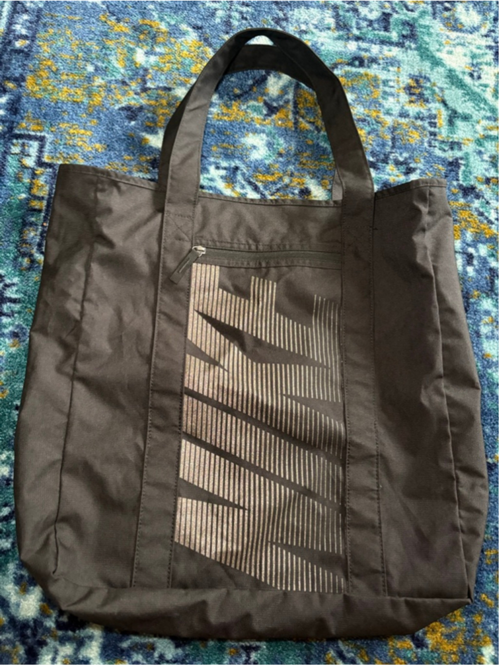 Nike Black Tote Bag with Subtle Gray Logo Panel